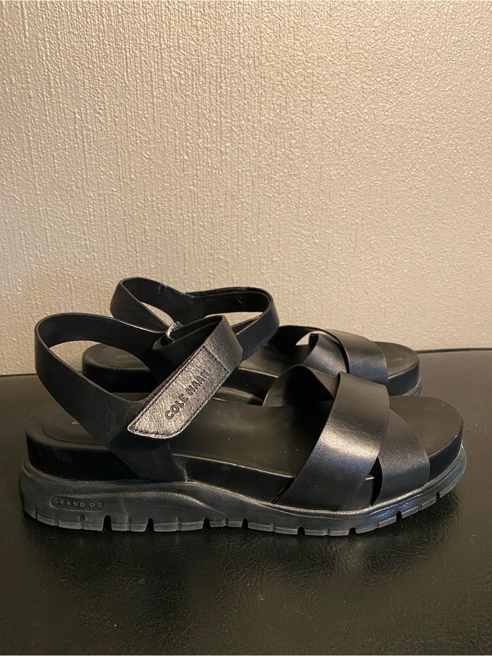 Cole Haan Black Cross‑Strap Platform Sandals